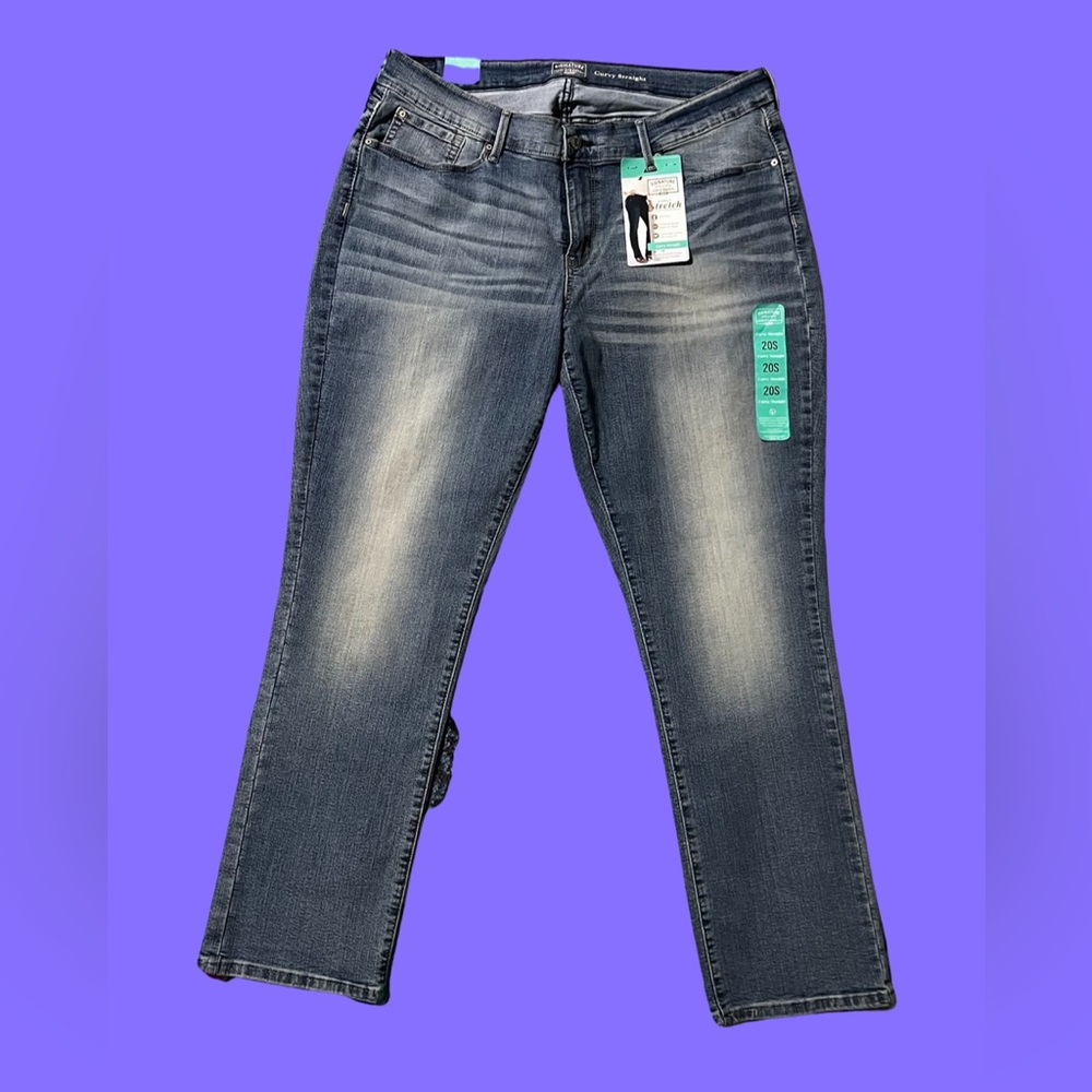 LEVI GOLD Curvy Straight Capri Stone Wash blue Jeans Size 20S Short